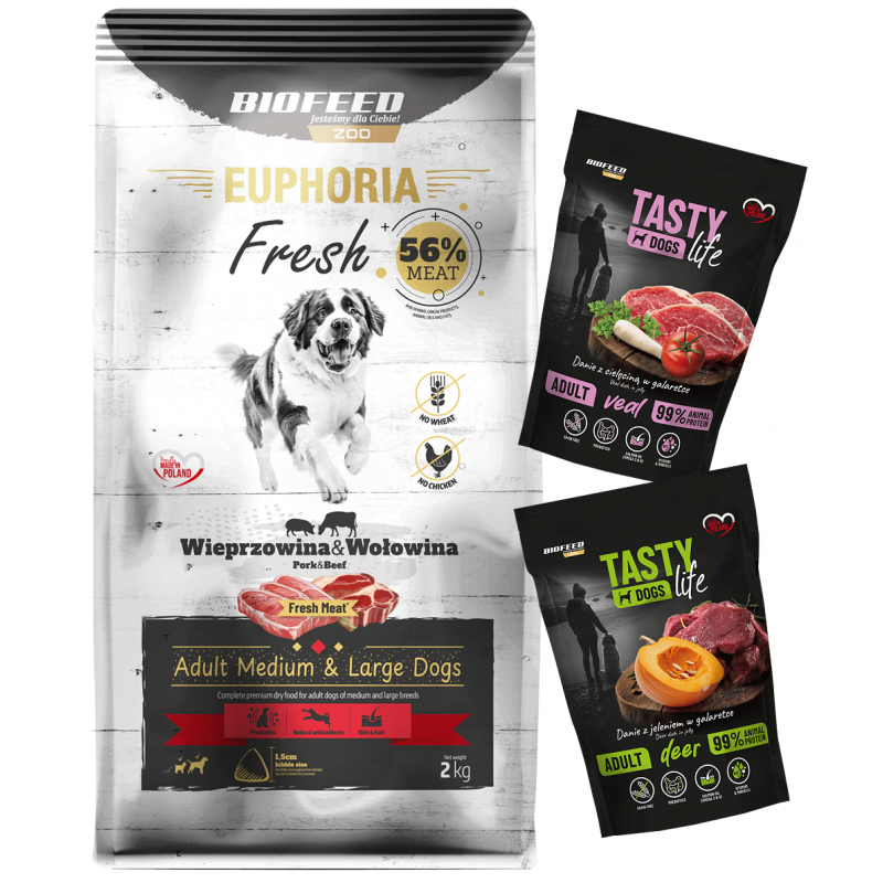 EUPHORIA Fresh z wieprzowiną i wołowiną M/L 2 kg