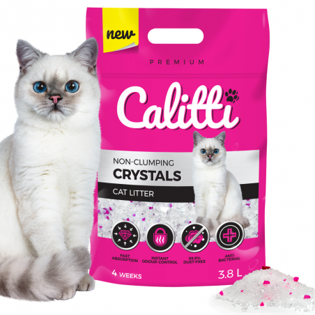 CALITTI NON-CLUMPING CRYSTALS 3,8 L żwirek silikonowy dla kotów niezbrylający antybakteryjny, chłonny