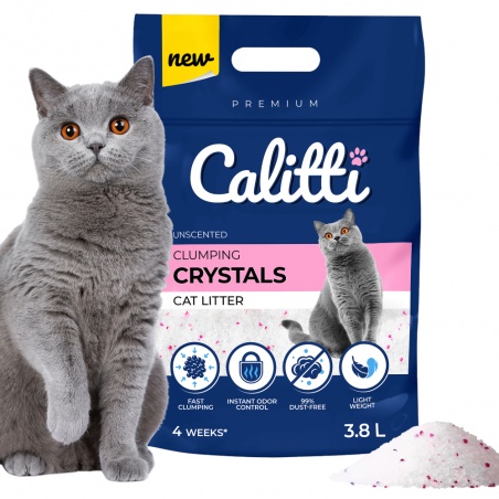 CALITTI CRYSTALS żwirek silikonowy zbrylający 3,8 L antybakteryjny, chłonny