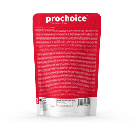 PROCHOICE JAGNIĘCINA I WĄTRÓBKA DROBIOWA W GALARECIE DLA KOTÓW DOROSŁYCH 85g-9215