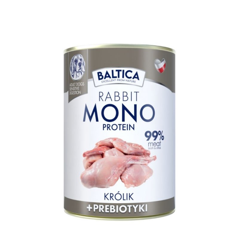 Baltica Karma mokra dla psa królik z prebiotykami 99% mięsa 400g
