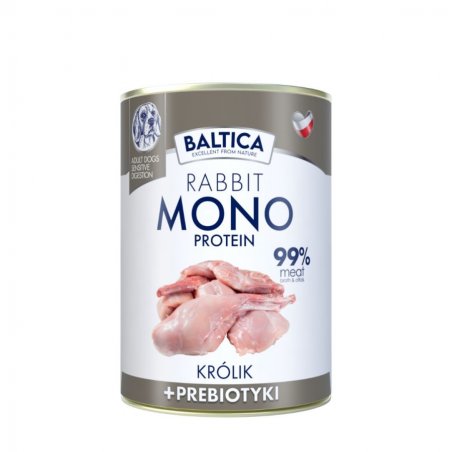 Baltica Karma mokra dla psa królik z prebiotykami 99% mięsa 400g