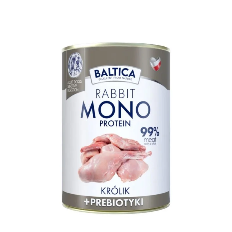 Baltica Karma mokra dla psa królik z prebiotykami 99% mięsa 400g