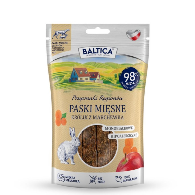 Baltica mięsne paski królik z marchewką 92% mięsa
