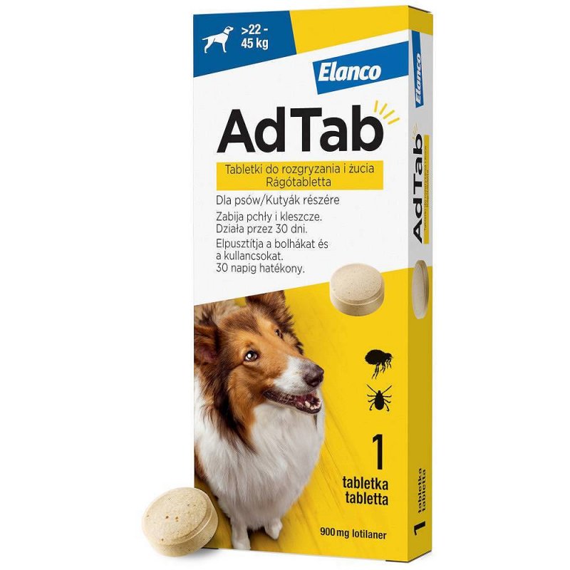 Elanco AdTab dla Psa o wadze 22-45kg Tabletka na pchły i kleszcze 1szt.