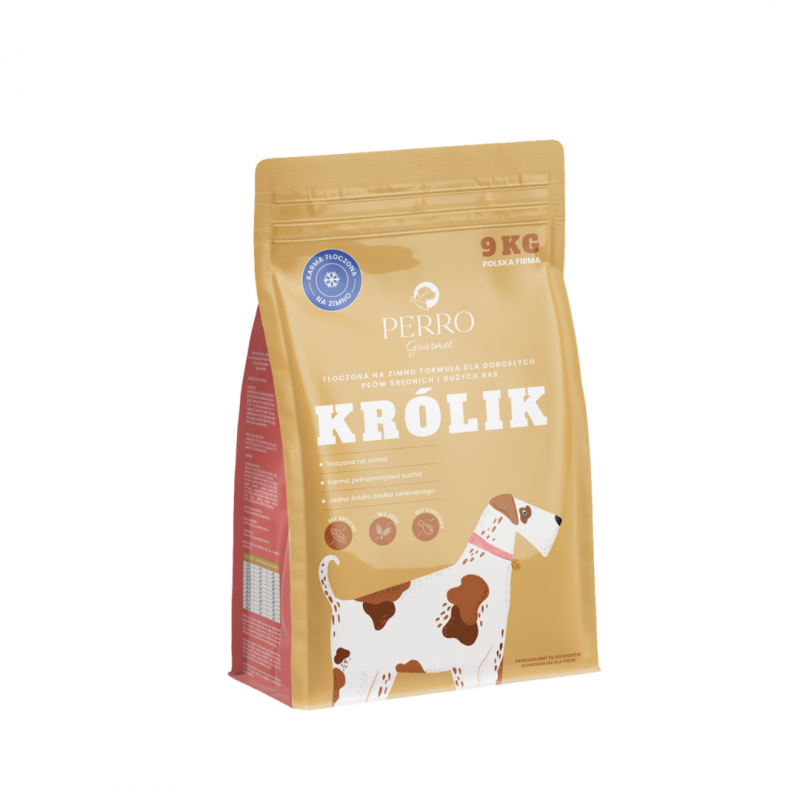 Karma tłoczona na zimno PERRO Gourmet Królik – dla psów średnich i dużych ras 9 kg