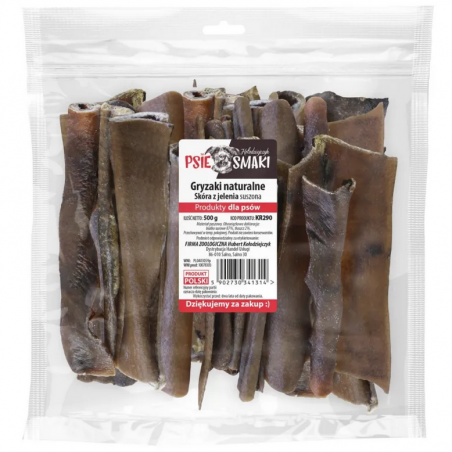 PSIESMAKI Skóra z jelenia suszona 15 cm, 500 g