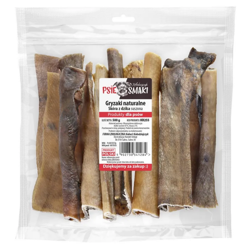 PSIESMAKI Skóra z dzika suszona 15 cm, 500 g