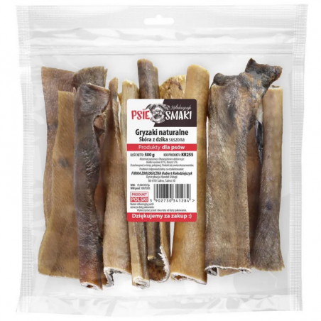PSIESMAKI Skóra z dzika suszona 15 cm, 500 g