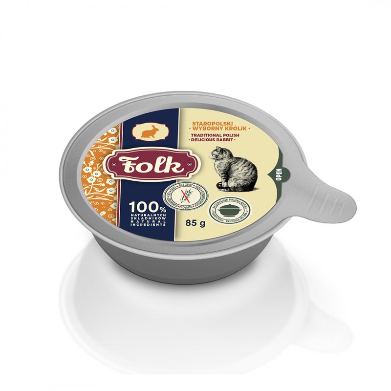 FOLK Staropolski wyborny królik szalka 85g Karma mokra dla kota