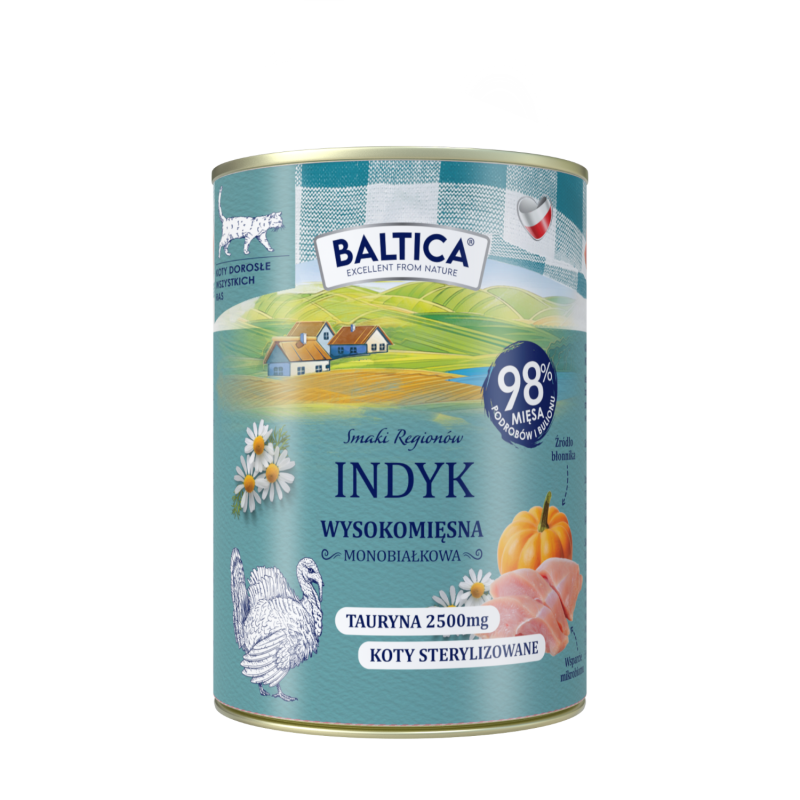 Baltica mokra karma dla kota Indyk 400 g