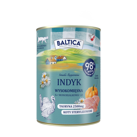 Baltica mokra karma dla kota Indyk 400 g