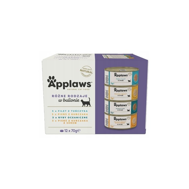 Applaws Mokra Karma dla Kota w bulionie Multipack 12 x 70 g