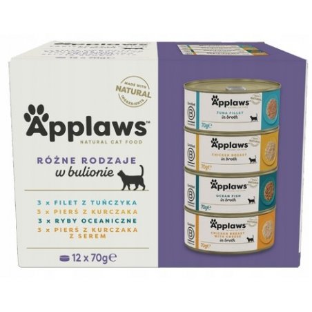 Applaws Mokra Karma dla Kota w bulionie Multipack 12 x 70 g