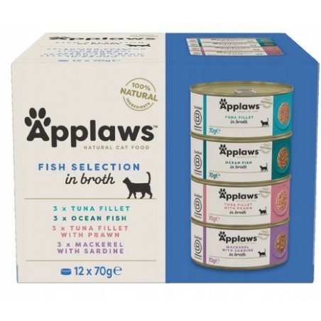 Applaws Karma mokra dla kota mix smaków z rybą bulion 12x70g