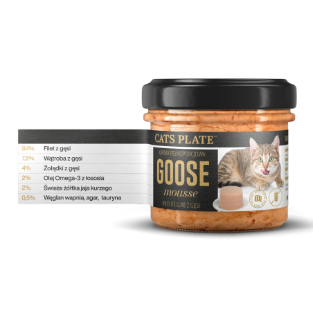 Cats Plate Goose Mousse 100g Mus z mięsa z gęsi dla kotów-9519