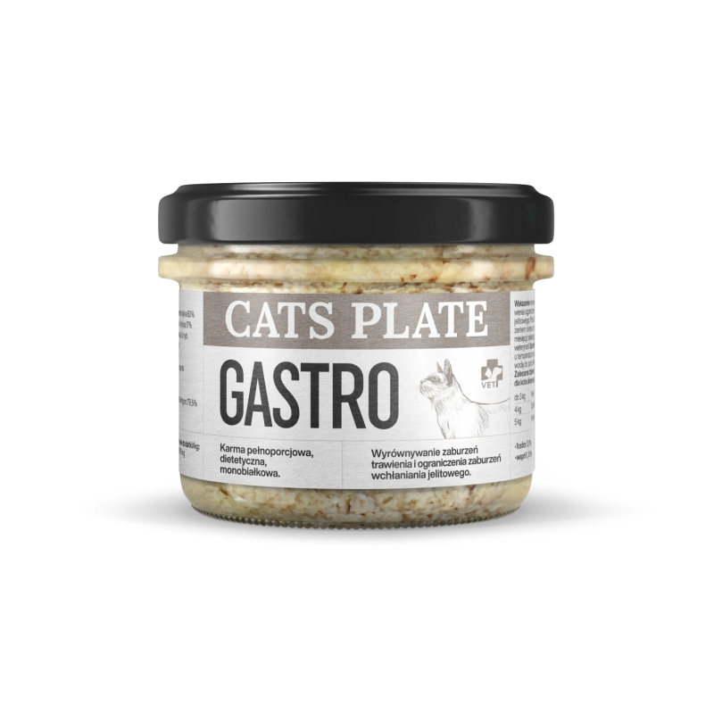 Cats Plate Vet Gastro 180g Karma specjalistyczna z mięsa z indyka dla kotów chorobami układu trawienia