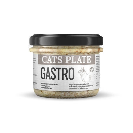 Cats Plate Vet Gastro 180g Karma specjalistyczna z mięsa z indyka dla kotów chorobami układu trawienia