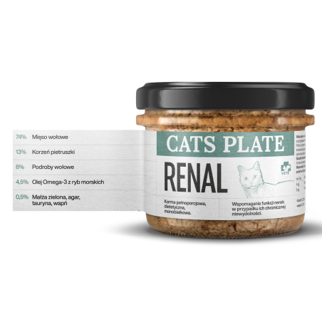 CATS PLATE VET RENAL Z WOŁOWINĄ 180G-9532