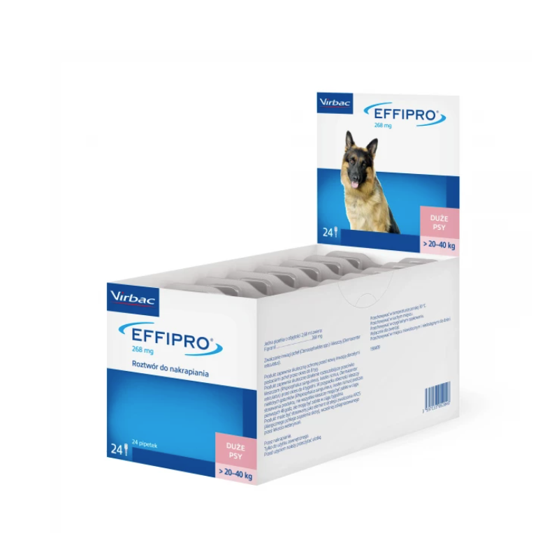 VIRBAC Effipro L (20-40 kg) - krople na pchły i kleszcze dla psa - 24szt.