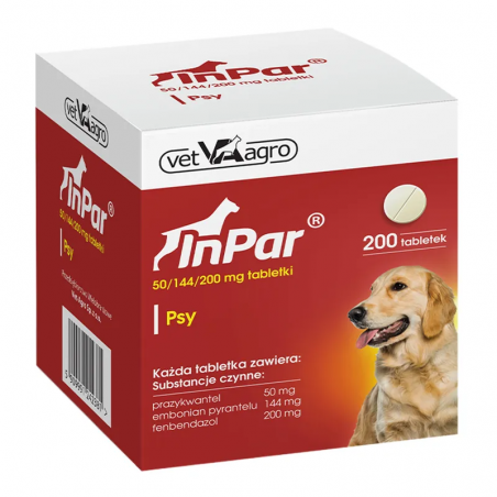 INPAR tabletki dla psów 200 TABL, 20 blistrów x 10 szt.