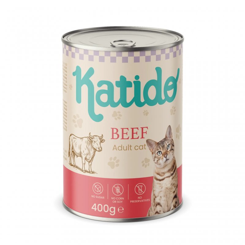 KATIDO - KARMA MOKRA DLA KOTA WOŁOWINA 400G PUSZ.