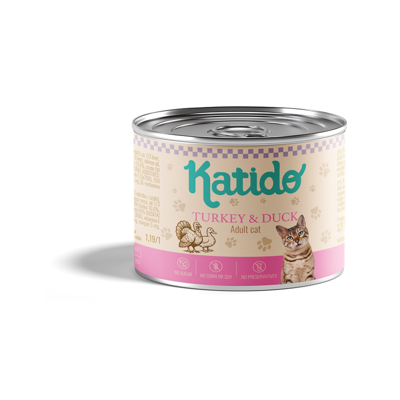 KATIDO - KARMA MOKRA DLA KOTA INDYK Z KACZKĄ 200G