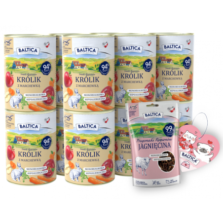 12 x Baltica karma mokra królik z marchewką 400g + gratis