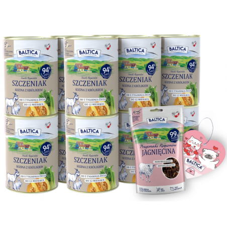 12 x Baltica Karma Mokra Szczeniak Kozina z Królikiem 400g + gratis