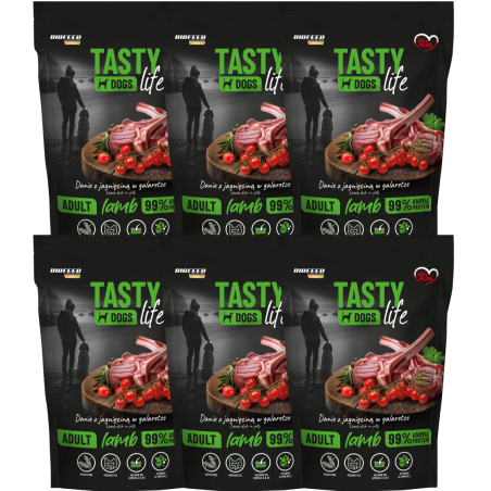 6x Tasty Dogs Life JAGNIĘCINA 90% mięsa 500g