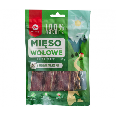 MACED 100% Naturalne MIĘSO WOŁOWE suszone przełyki 60g Przysmak dla psa