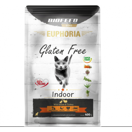 Sucha karma dla kota EUPHORIA GLUTEN FREE Cat INDOOR INDYK GĘŚ 400g