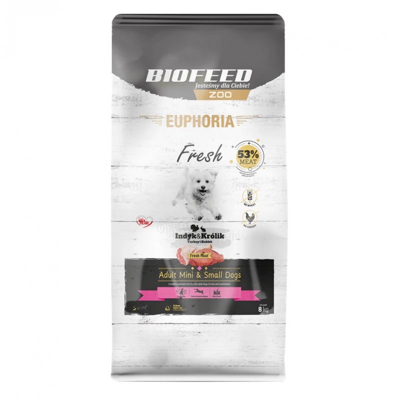 EUPHORIA Fresh z indykiem i królikiem Junior mini & small 8 kg