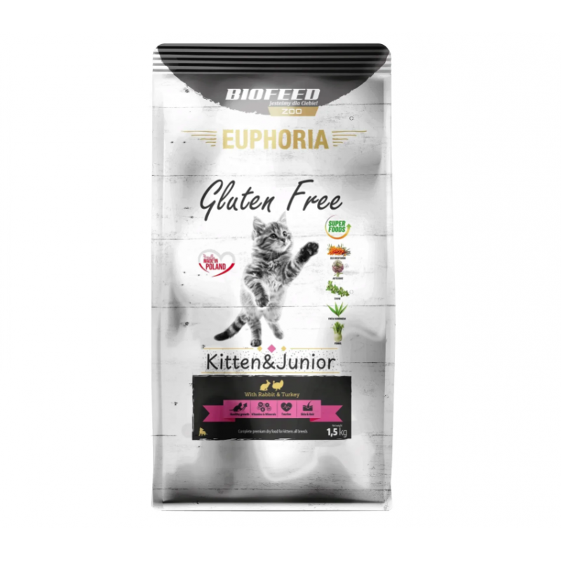 BIOFEED EUPHORIA JUNIOR Sucha karma dla kociąt - indyk królik 1,5kg