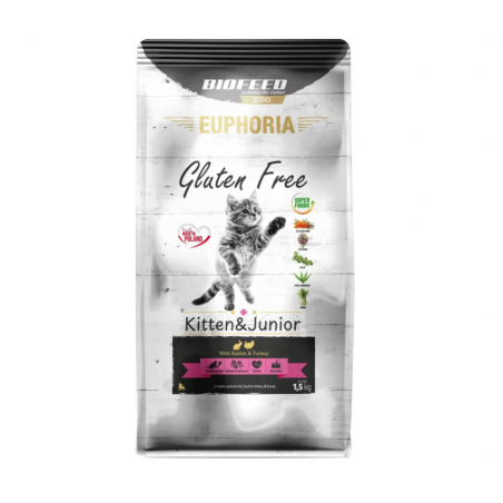 BIOFEED EUPHORIA JUNIOR Sucha karma dla kociąt - indyk królik 1,5kg