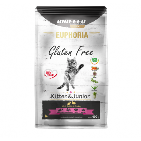 Karma dla kociąt EUPHORIA KITTEN & JUNIOR Indyk & Królik 400 g